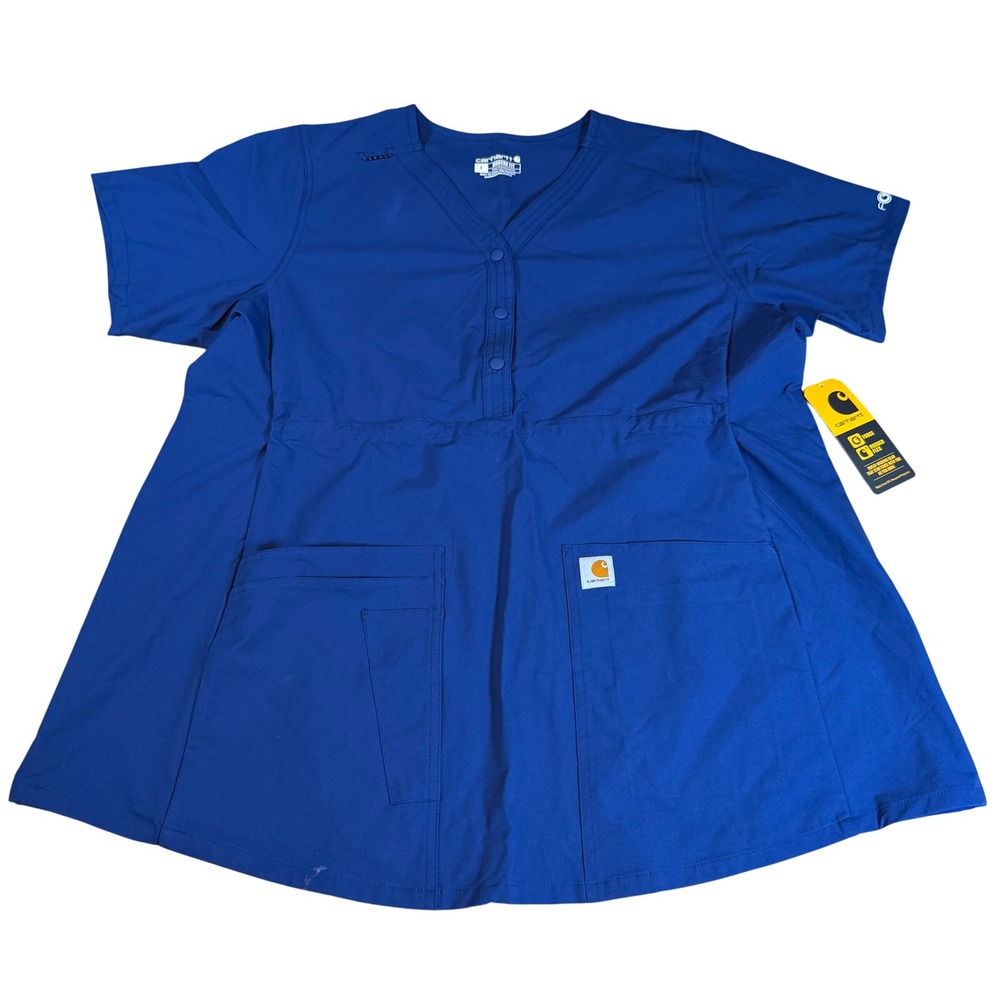 Carhartt Force Essentials Maternity Scrub Top Navy Blue L MT41113-W Henley